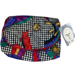Dior vintage Multicolor Houndstooth Clutch cosmetics bag with tags!